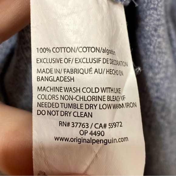 Original Penguin- Heather Blue Pocket Cotton Tee- Sz. XL - Picture 6 of 6